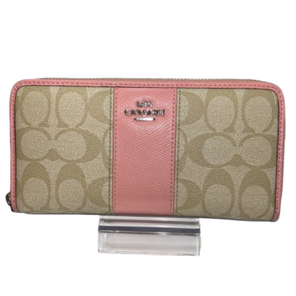 Coach Pink/Tan Continental Long Zipper Wallet, NWT, 8x4 - Picture 1 of 5